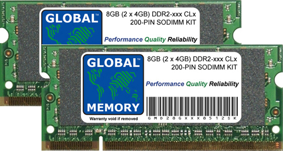 8GB (2 x 4GB) DDR2 667/800MHz 200-PIN SODIMM MEMORY RAM KIT FOR DELL LAPTOPS/NOTEBOOKS
